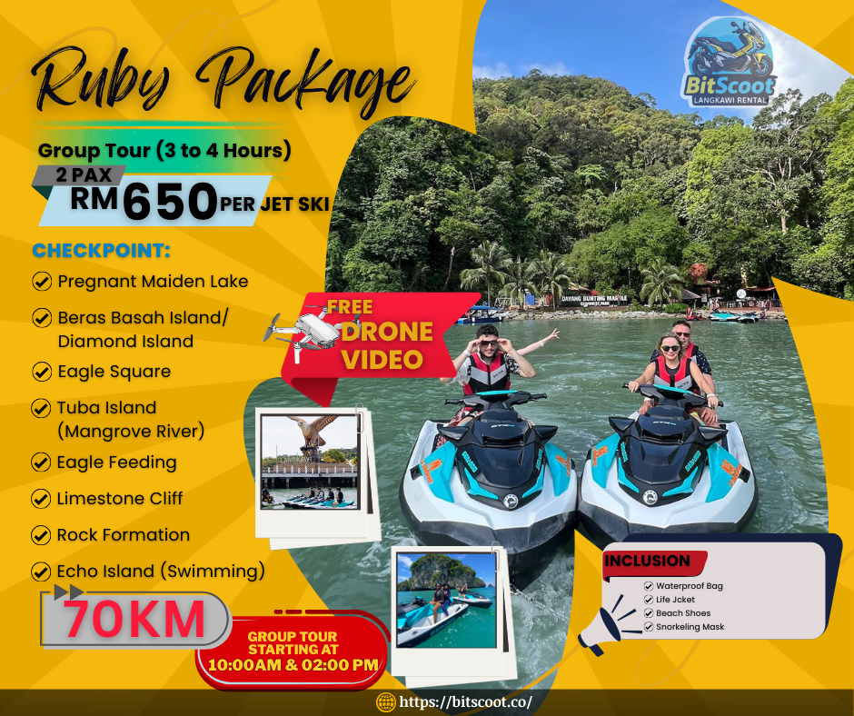 Langkawi Jet Ski Tour Ruby Package 70km island adventure with Pregnant Maiden Lake and Eagle Feeding